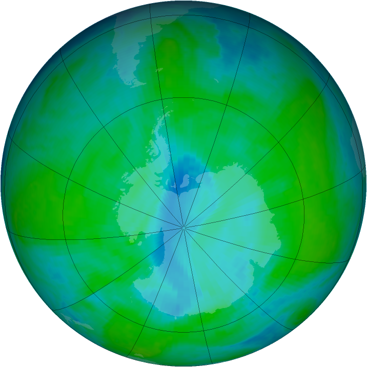Antarctic ozone map for 15 December 1997
